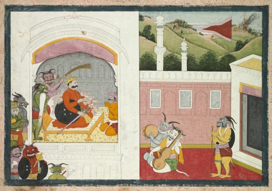 King Bana in his court — Northern India, Pahari kingdoms